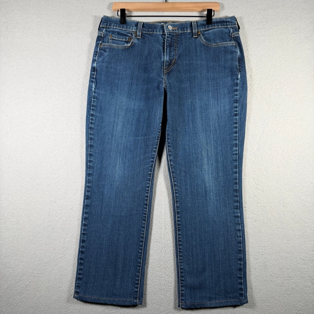 Levis 505 Straight Leg Jeans Womens 14 Medium Blue Denim Stretch 34x28 Y2K